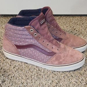 Vans SK8- HI purple suede polka dot sneakers sz 8